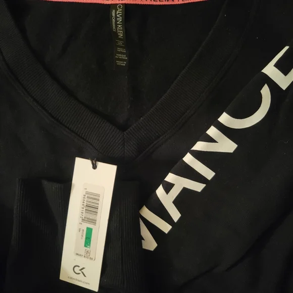 NEW Calvin Klein Performance Logo Sleeve Top Women's Black Size (Large) - Picture 4 of 4